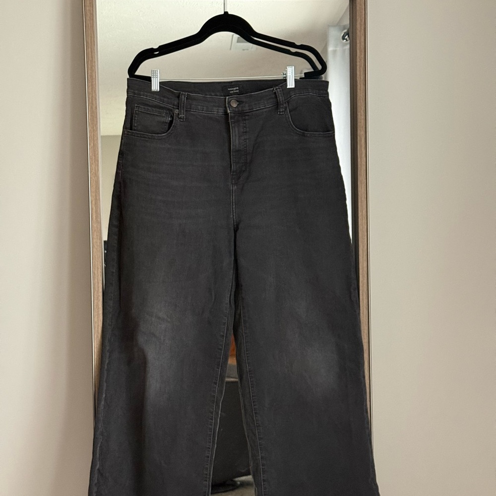 Banana Republic Distressed Black Wide-Leg Jeans